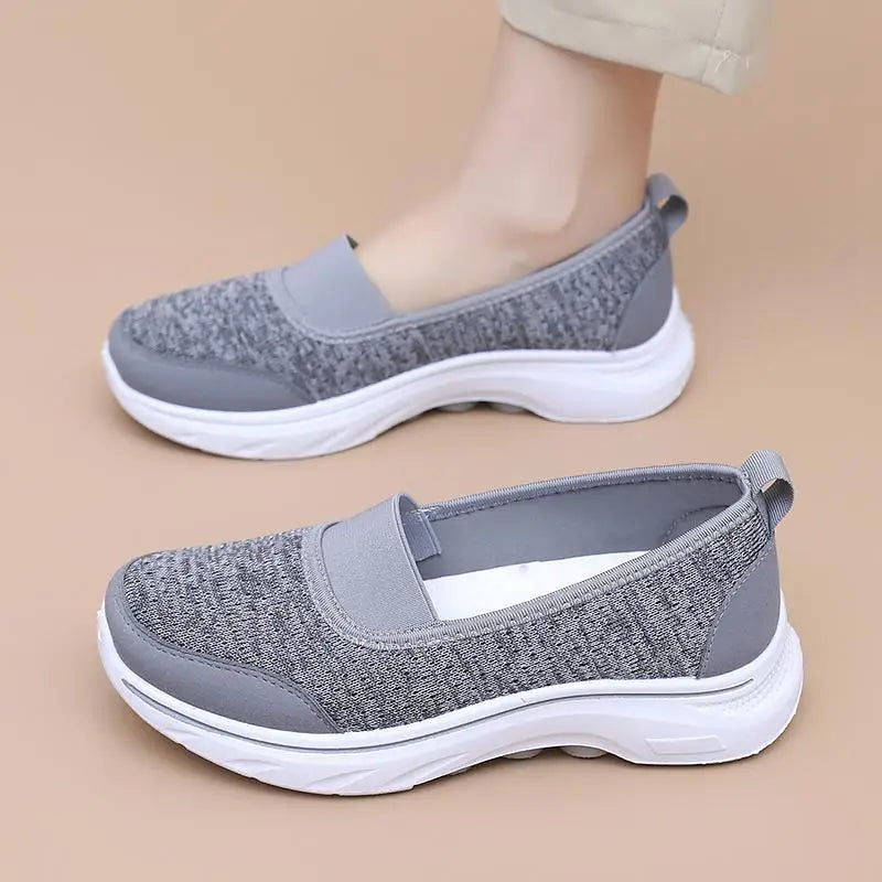 Atmungsaktive, vulkanisierte Damenschuhe, weiß – Modische Mesh-Sneaker, Arbeitsschuhe