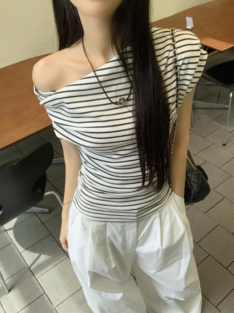 JEYONG Striped T-Shirt Skew Women