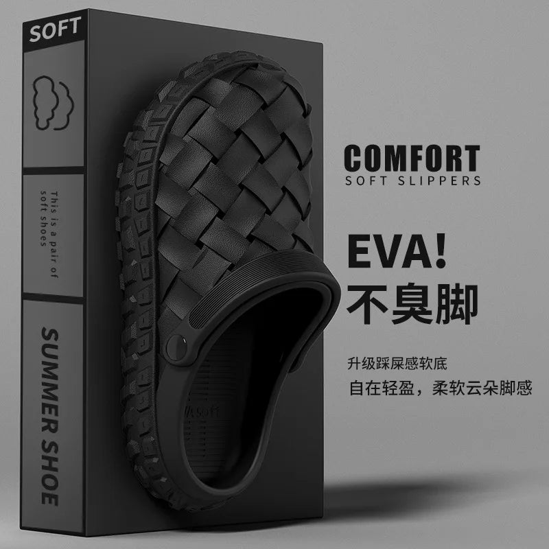 Herren-Outdoor-Sandalen aus EVA – Weiche Sohle, Strandpantoffeln mit perforiertem Design, Weiß