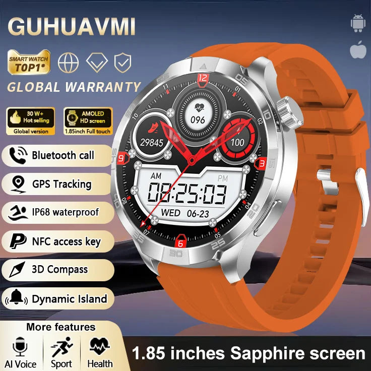 OutdoorTech GPS Sportos Okosóra Férfiaknak - 1,85 Hüvelykes AMOLED Kijelző NFC és HD Hívás IP68 Vízálló