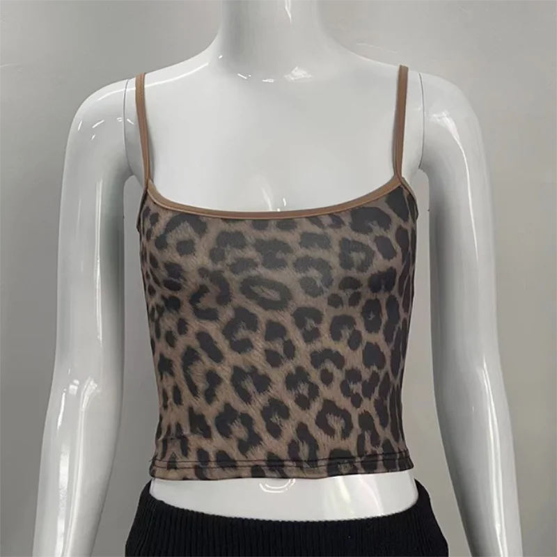 Leopárd Mintás Cami Crop Top