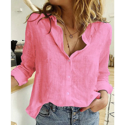 Women's Collared Linen Shirt Breathable
