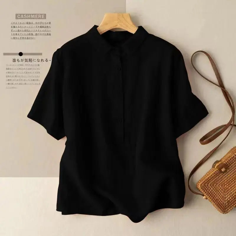 Women's Collared Linen Shirt Breathable