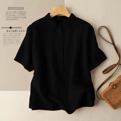 Women's Collared Linen Shirt Breathable