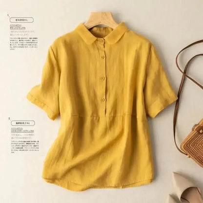 Women's Collared Linen Shirt Breathable