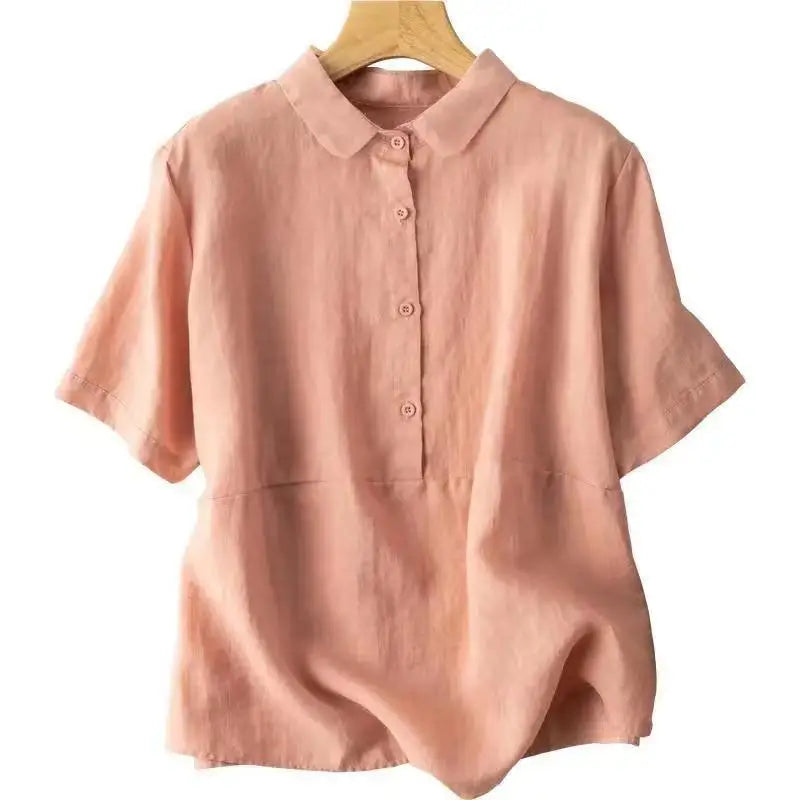 Women's Collared Linen Shirt Breathable