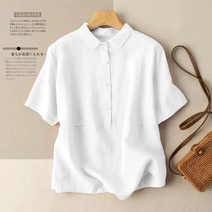 Women's Collared Linen Shirt Breathable