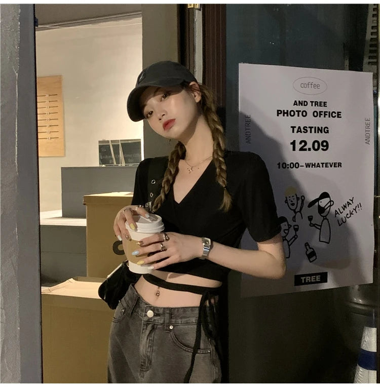 Női Crop Top Vnyakú JEYONG