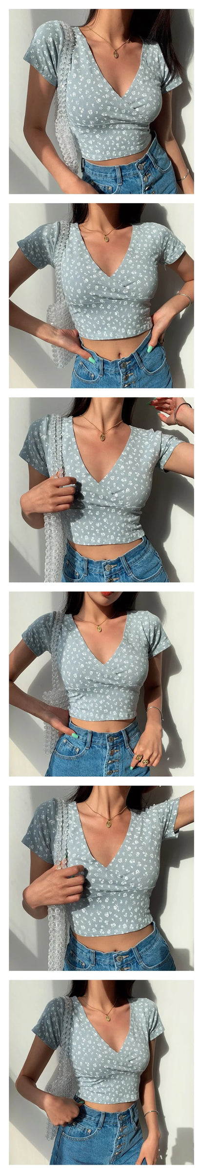 Jeyongzo Crop Top Virágos Női