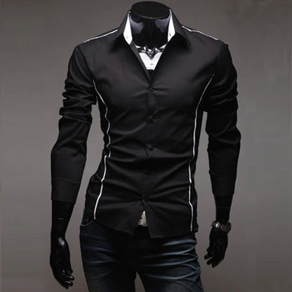 Slim Fit Férfi Csíkos Ing