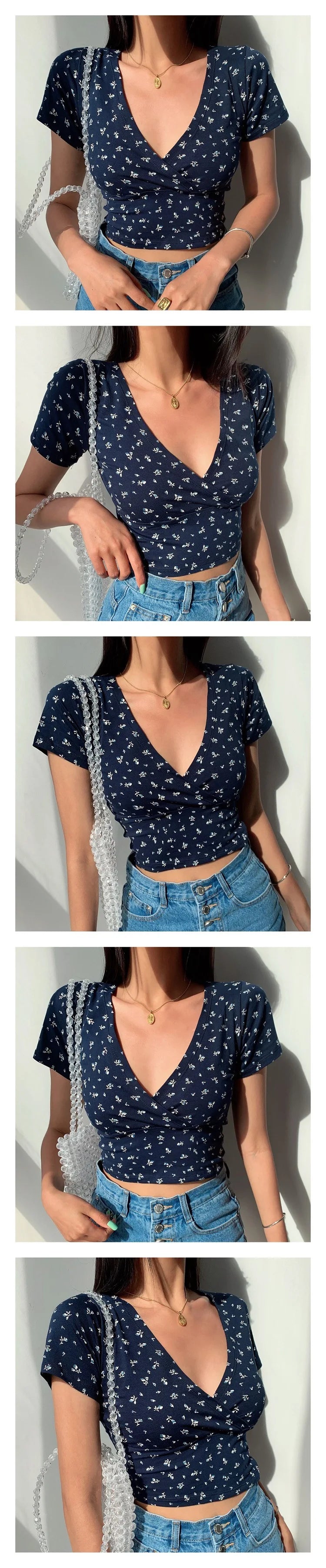 Jeyongzo Crop Top Virágos Női