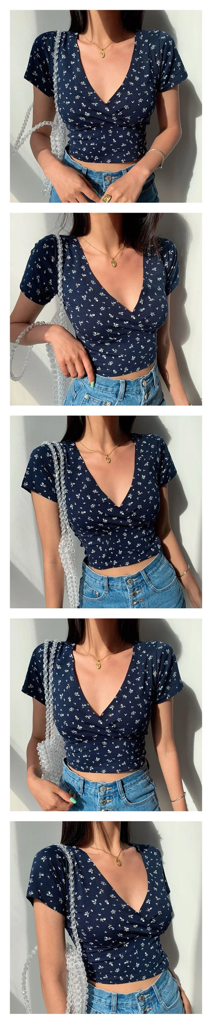 Jeyongzo Crop Top Virágos Női