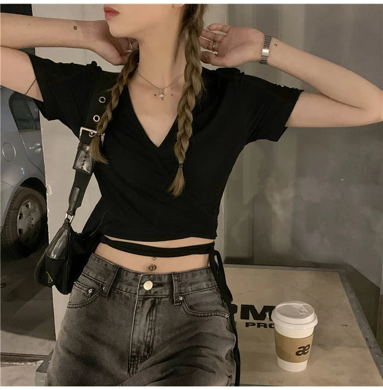 Női Crop Top Vnyakú JEYONG