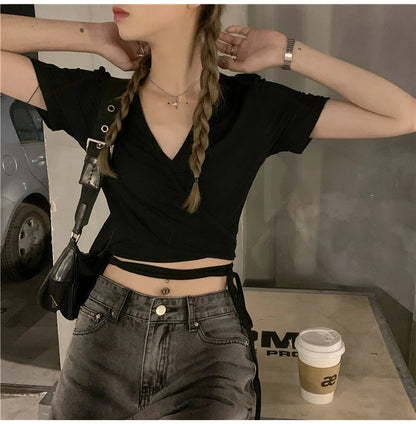 Női Crop Top Vnyakú JEYONG