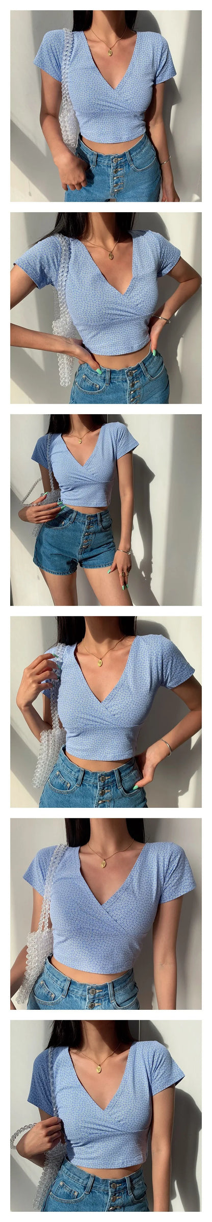 Jeyongzo Crop Top Virágos Női