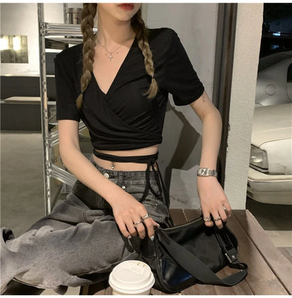 Női Crop Top Vnyakú JEYONG