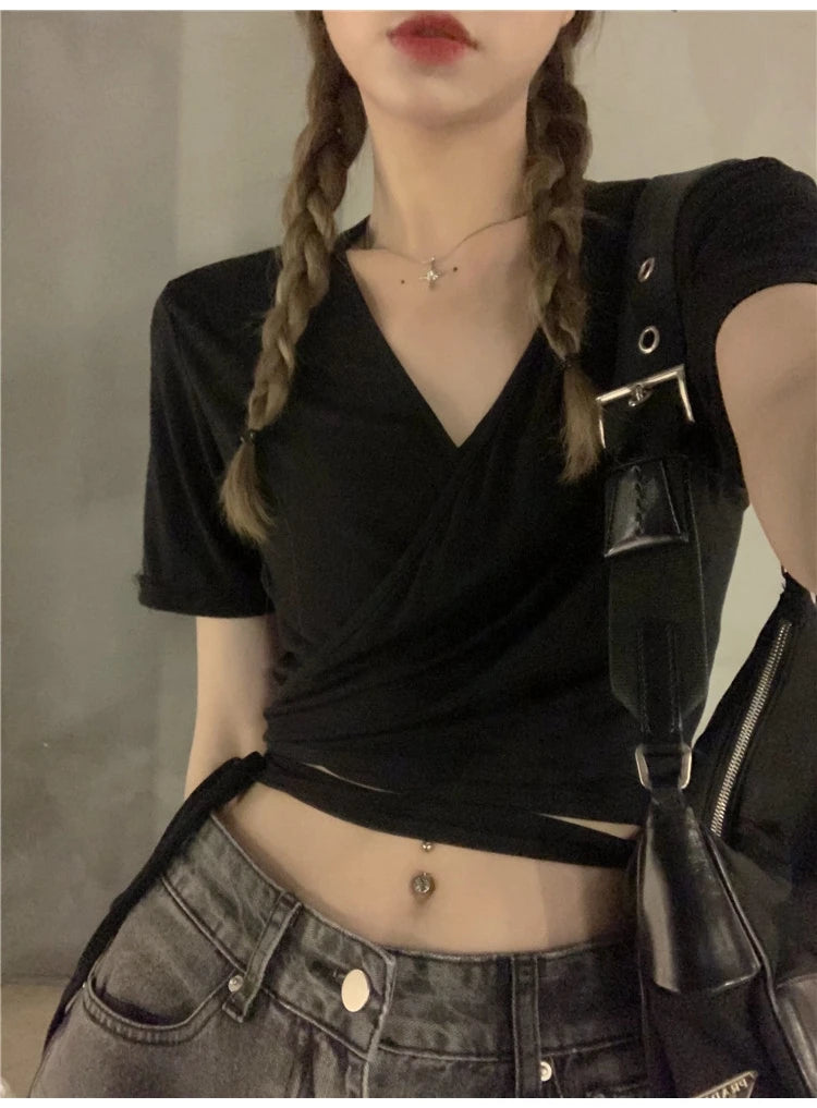 Női Crop Top Vnyakú JEYONG