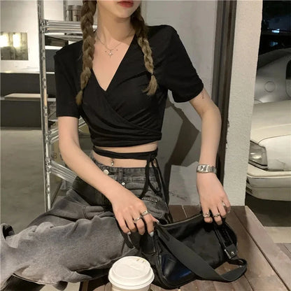 Női Crop Top Vnyakú JEYONG