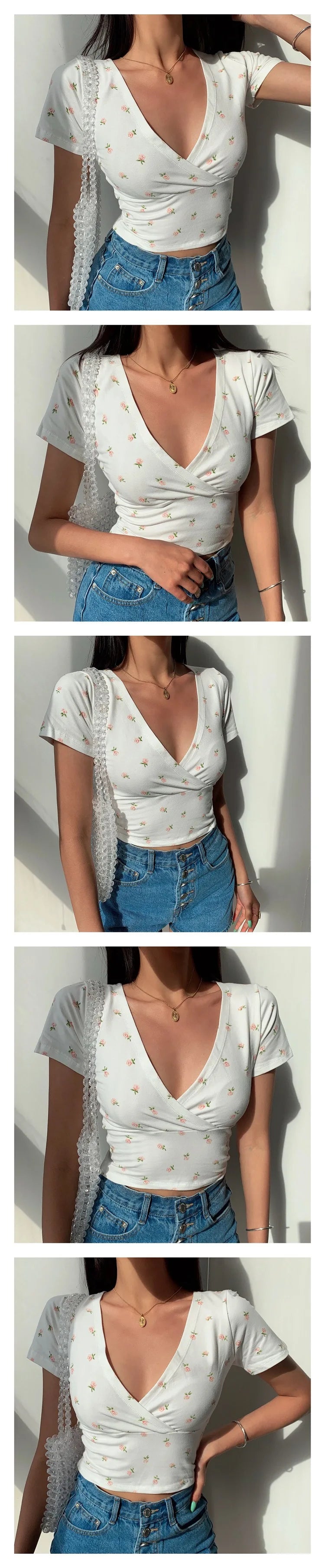 Jeyongzo Crop Top Virágos Női