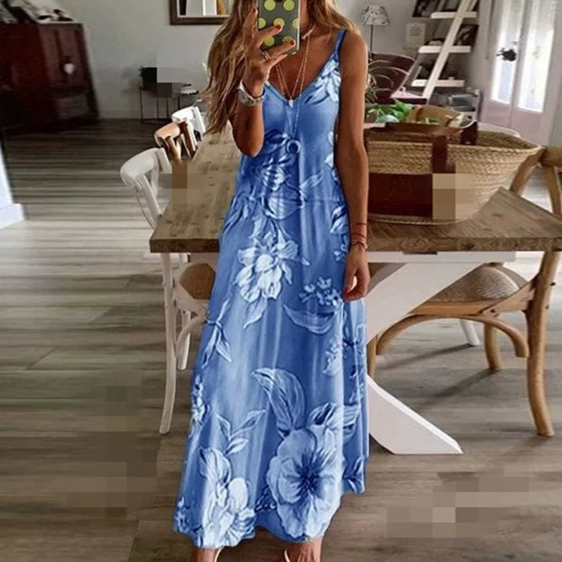 Anzugset, geblümtes Kleid mit V-Ausschnitt