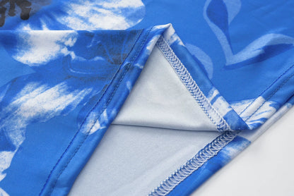 Anzugset, geblümtes Kleid mit V-Ausschnitt