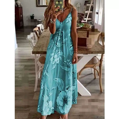 Anzugset, geblümtes Kleid mit V-Ausschnitt