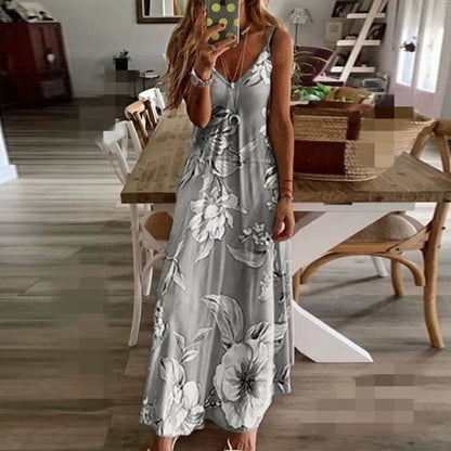 Anzugset, geblümtes Kleid mit V-Ausschnitt