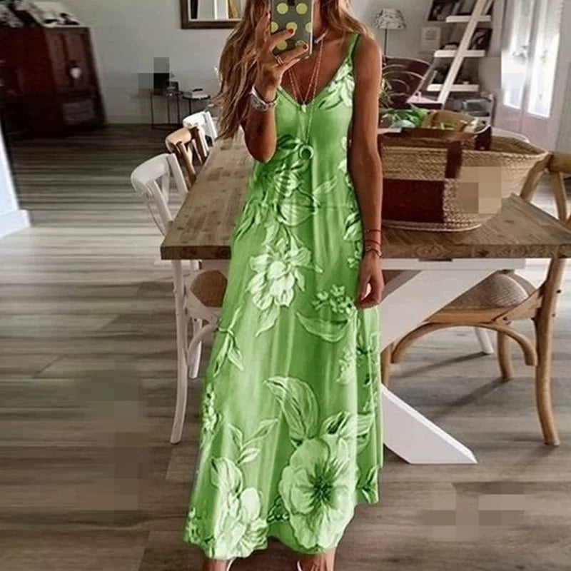 Anzugset, geblümtes Kleid mit V-Ausschnitt
