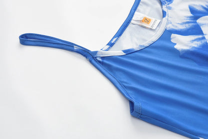 Anzugset, geblümtes Kleid mit V-Ausschnitt