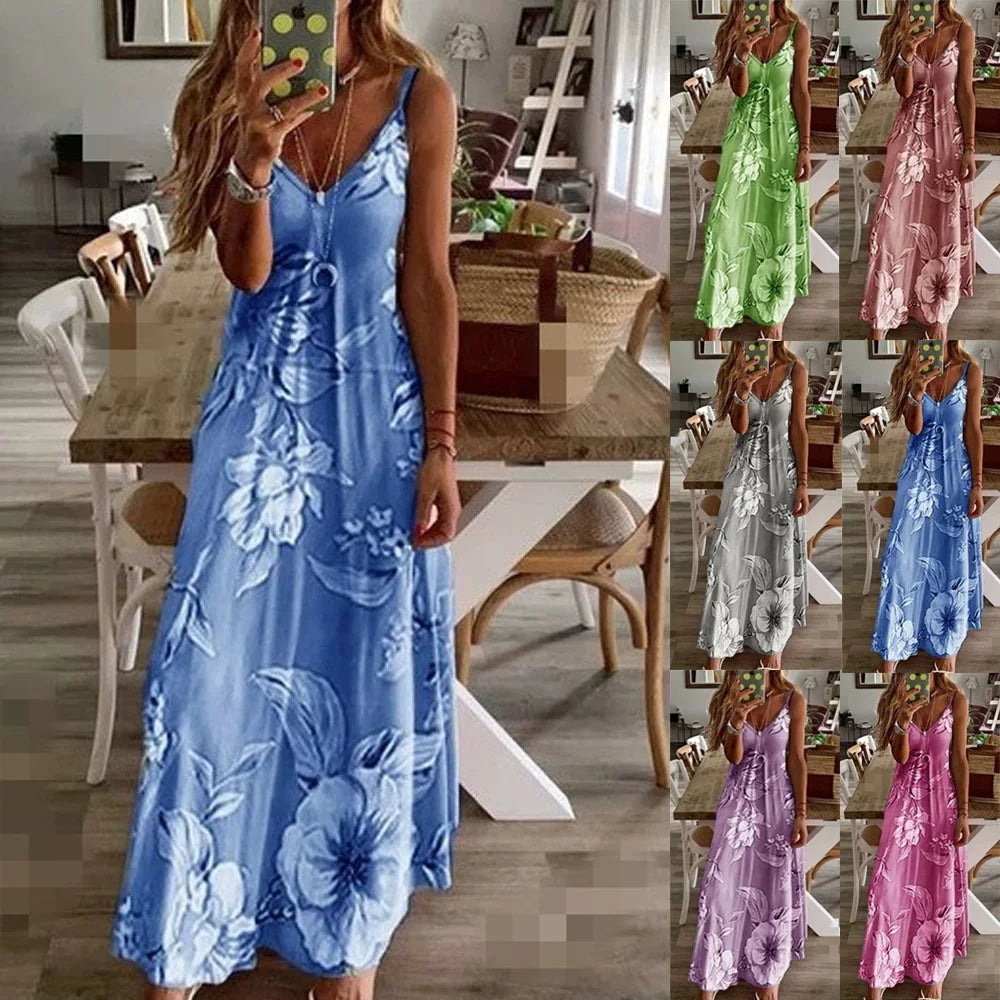 Anzugset, geblümtes Kleid mit V-Ausschnitt
