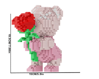 Rose Bear 3856 Darab Építő Kocka Készlet - Romantikus Maci Rózsákat Tart, Ideális Ajándék Pároknak És Szülőknek