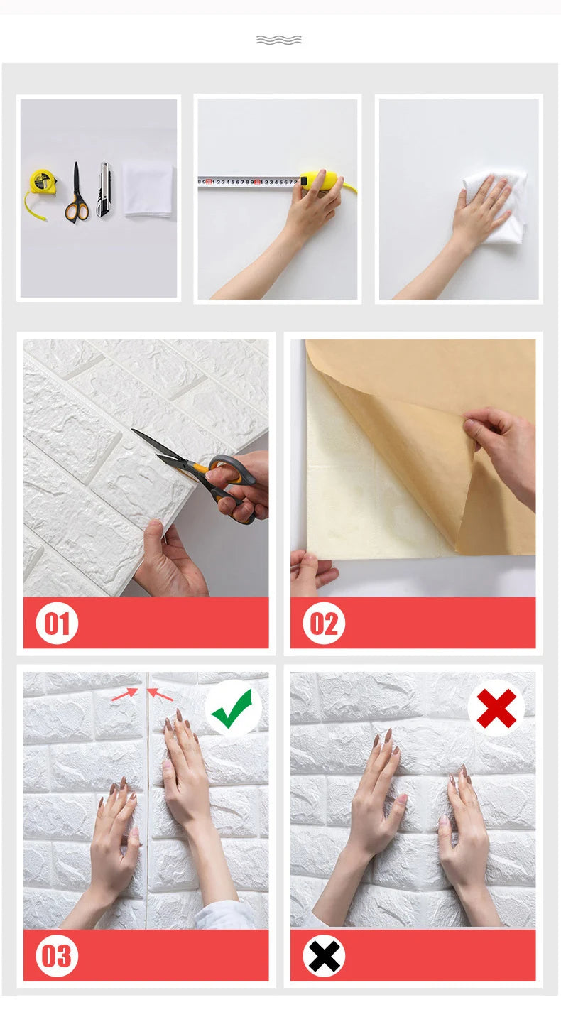 3D Téglafal Tapéta Vízálló