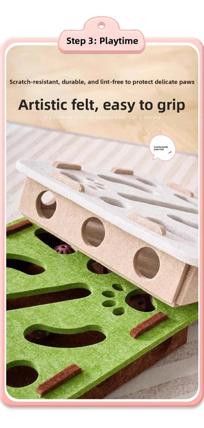 Macska Rejtvény Játék Filcből Készült Puzzle Doboz Labdás Edző Játék - Beltéri Edzés És Szórakozás