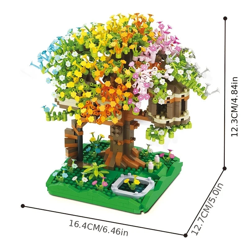 Rainbow Tree House Építő Blokk Készlet - Kézzel Készített 1421 Db Szivárványos ABS Anyagból Ajándékötlet