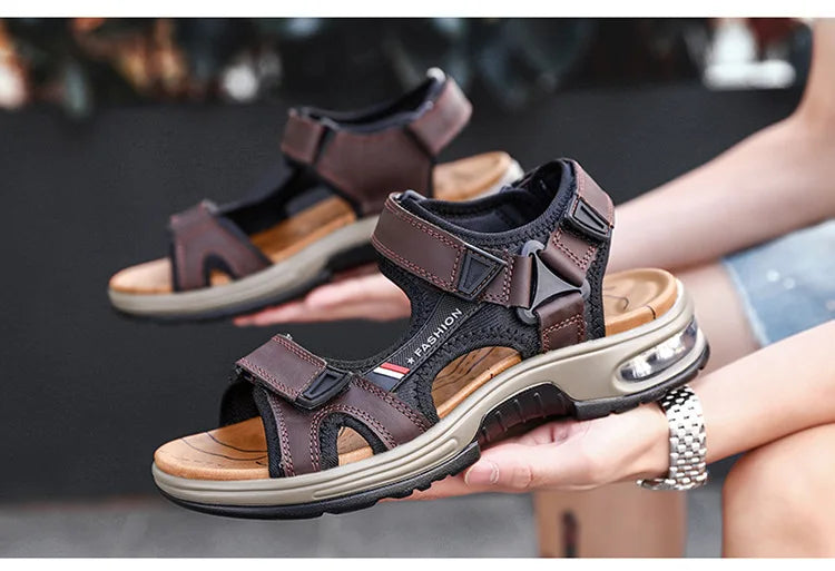 Férfi Bőr Szandál Nyári Strandpapucs - Kényelmes Outdoor Szandál
