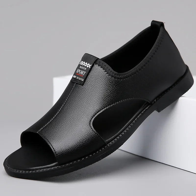 Férfi Designer Bőr Szandál - Divatos Nyári Strand Papucs Csúszásmentes