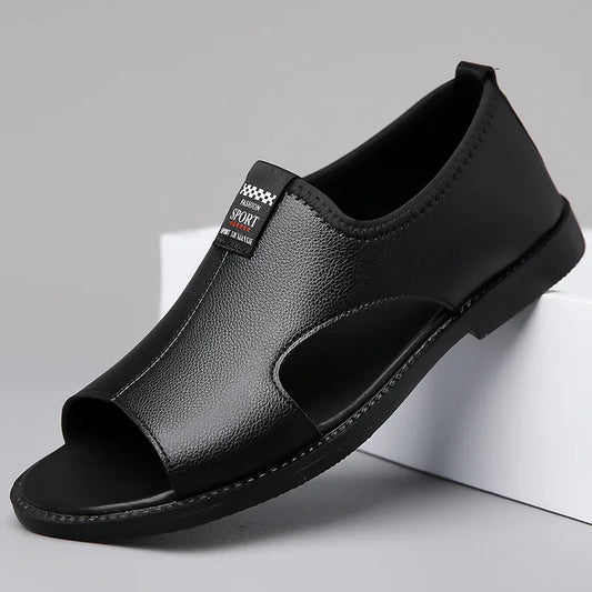 Férfi Designer Bőr Szandál - Divatos Nyári Strand Papucs Csúszásmentes