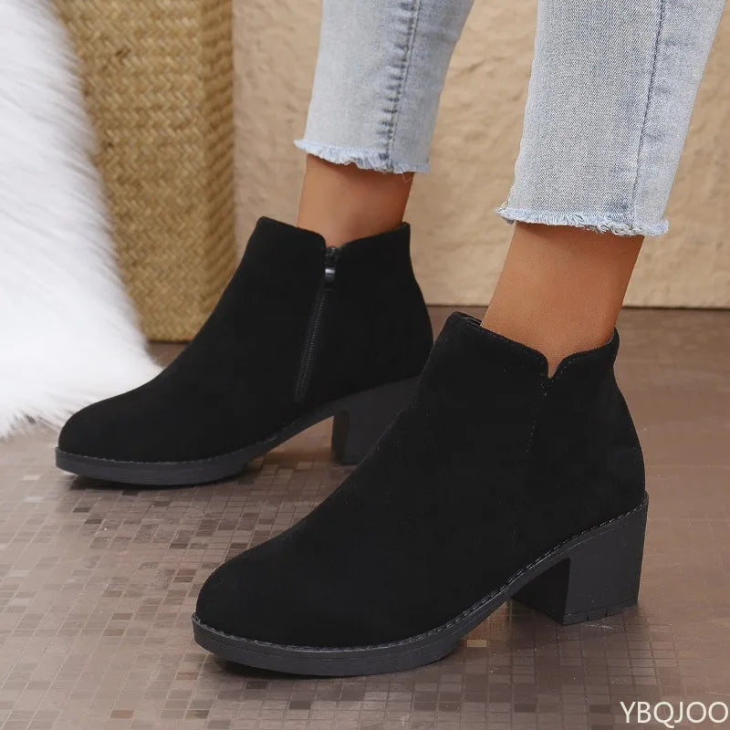YBQJOO Women's Suede Shoes Zipper
