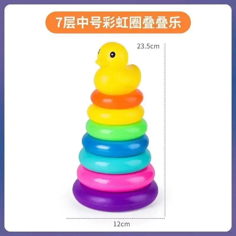 0 12 Month Baby Puzzle Pyramid Tower Cup Stacking Duck Toys Montessori Educational Beach Kids Pool Bathtub Toy Boy Gril Gift - BAALAAZ