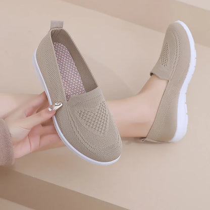 Női Slip-On Cipő - Lélegző Hálós Casual Lapos Cipő Tavaszi-Őszi Szezonra