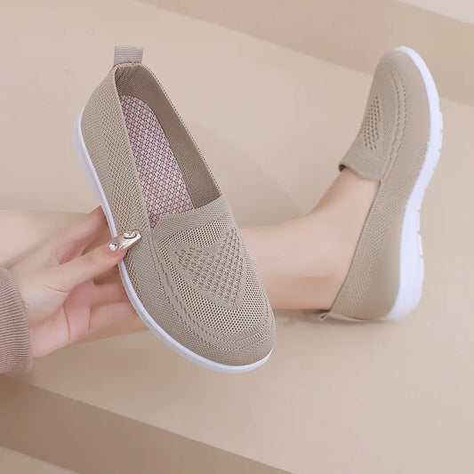 Női Slip-On Cipő - Lélegző Hálós Casual Lapos Cipő Tavaszi-Őszi Szezonra