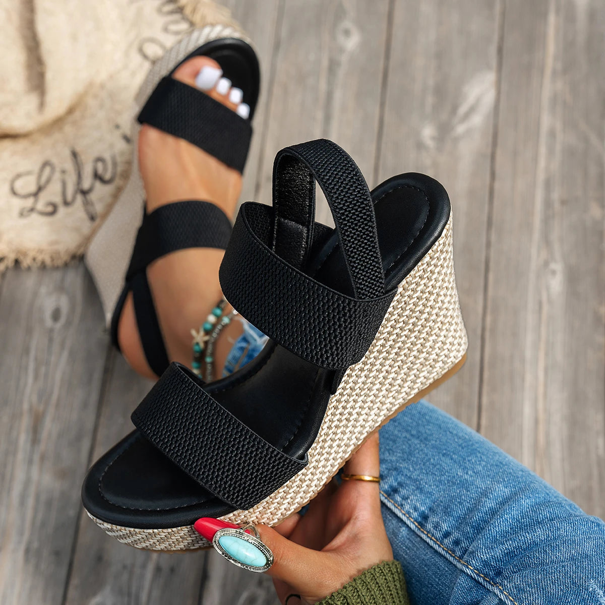 Bequeme Sandalen aus Stoff