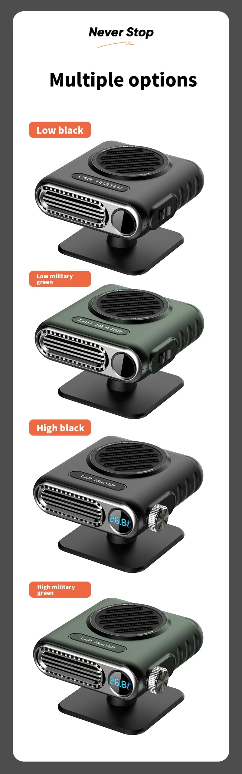 Xiaomi 12V/24V Autós Fűtőventilátor 150W - Digitális Kijelző, Jégtelenítés, Páramentesítés