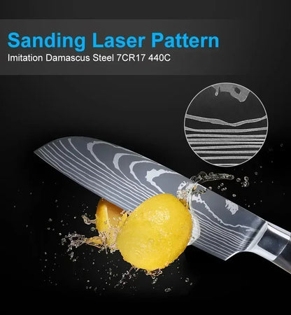 Damascus Konyhakés Éles Santoku