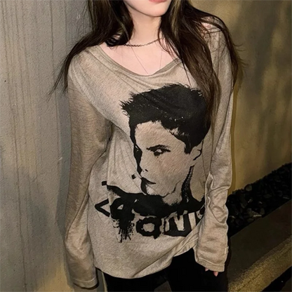 JEYONGZOOCN O-Neck T-Shirt 90s