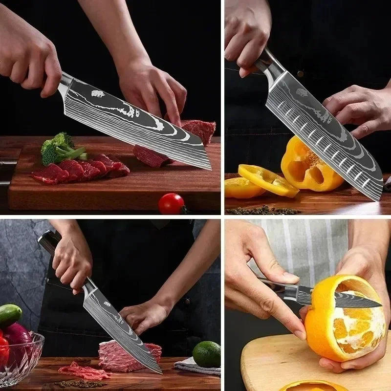 Damascus Konyhakés Éles Santoku
