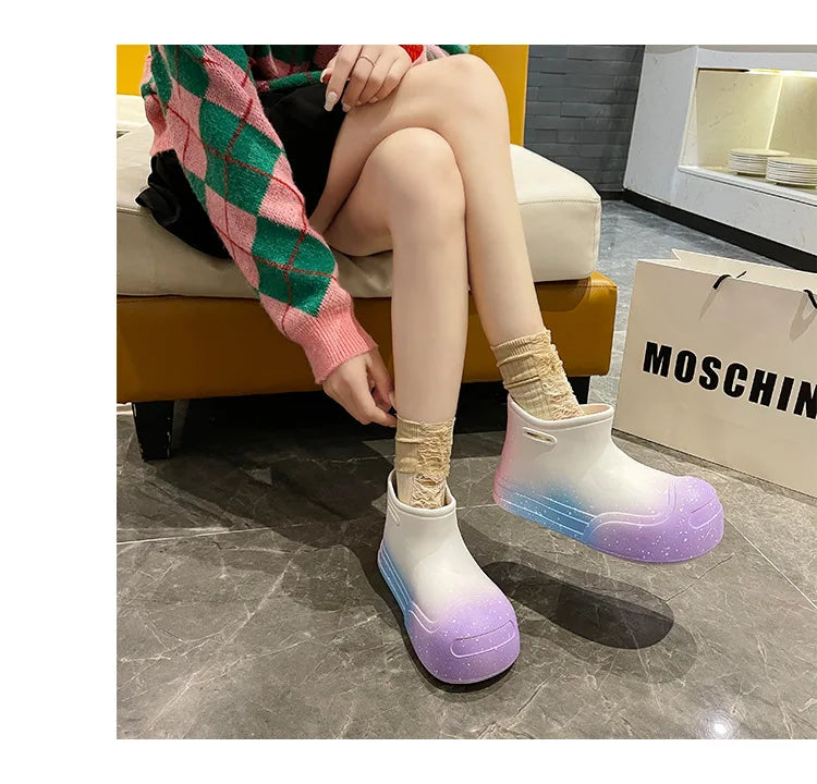 Wasserdichte EVA-Gummistiefel für Damen – Gartenarbeitsschuhe mit dicker Sohle, Regenstiefel