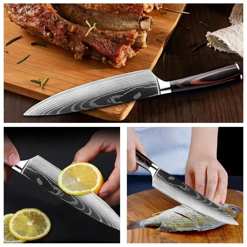 Damascus Konyhakés Éles Santoku