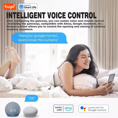 Tuya Okos Függönymozgató Robot – WiFi/Bluetooth, App-vezérlés, Alexa & Google Home