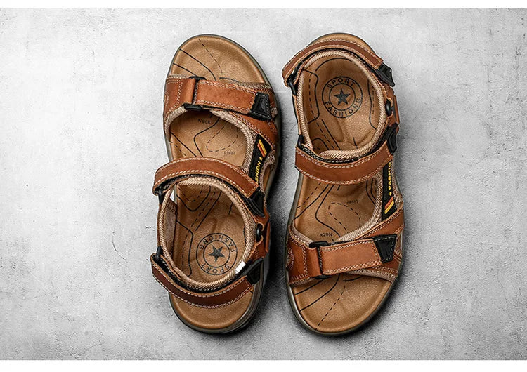 Férfi Bőr Szandál Nyári Strandpapucs - Kényelmes Outdoor Szandál